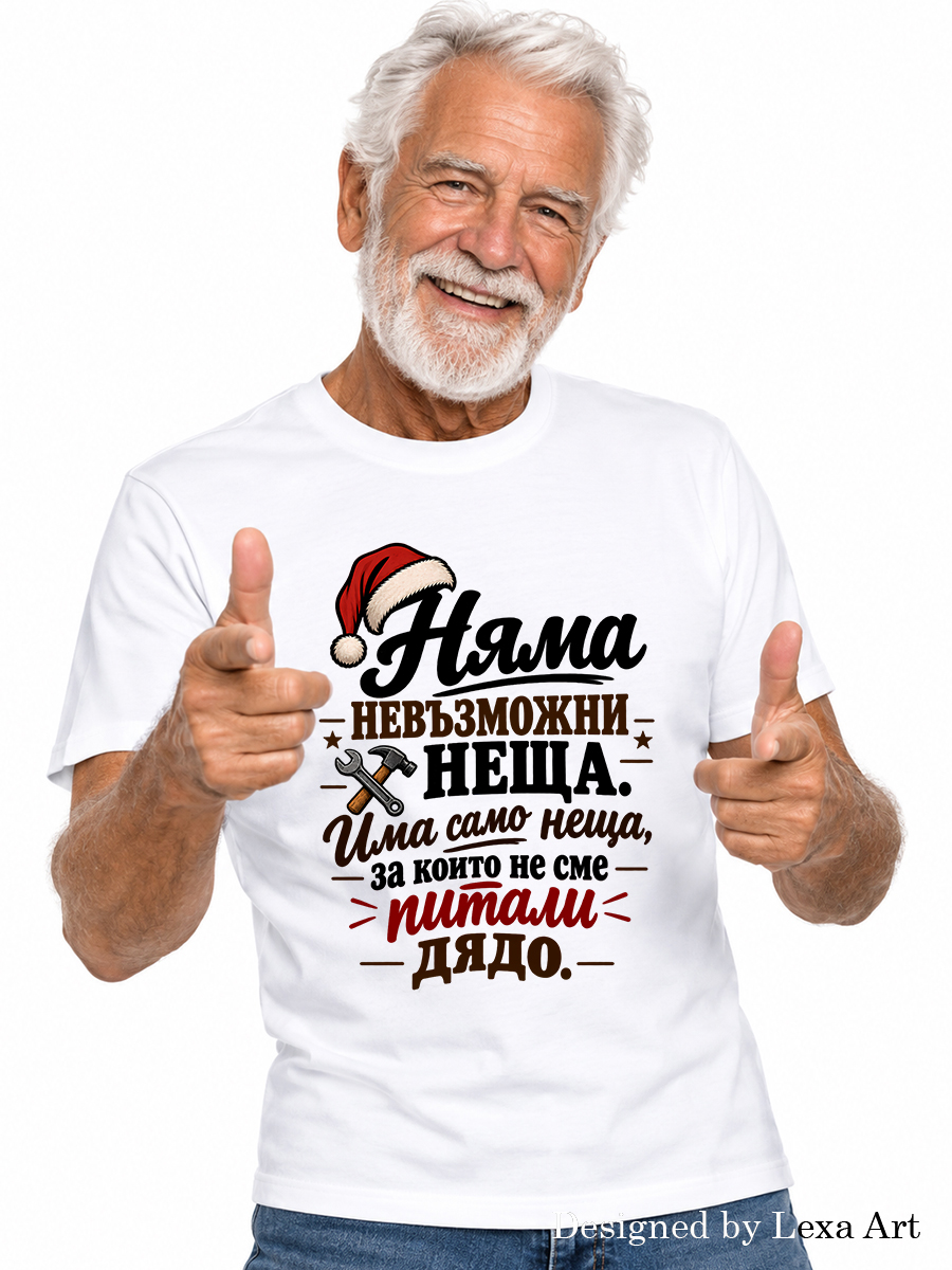 Мъжка коледна тениска "Няма невъзможни неща за дядо" | Коледен подарък за дядо Мъжка коледна тениска "Няма невъзможни неща за дядо" | Коледен подарък за дядо